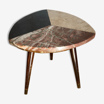 Tri-colour marble side table