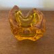 Antique Vintage Orange Yellow Molded Crystal Pocket Ashtray #C268