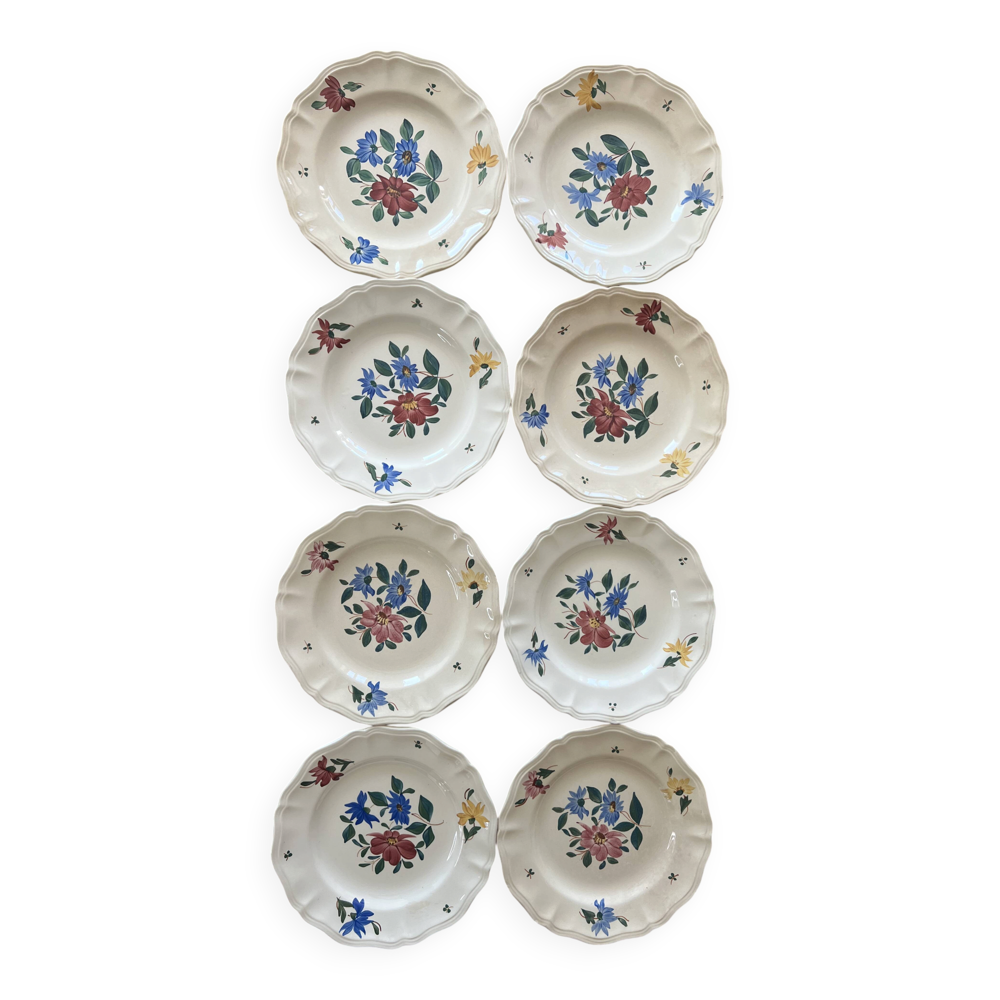 Set of 8 flat plates Sarreguemines and Digoin