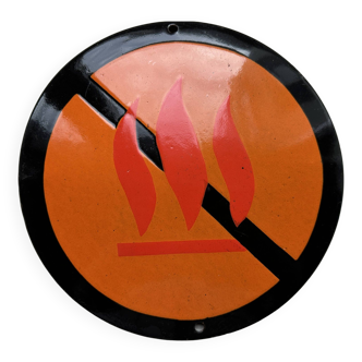 FLAMMABLE ORANGE WARNING SIGN Vintage European Industrial Enamel Signs Decoration
