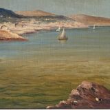 Oil on canvas signed, 19th century, Mediterranean coves