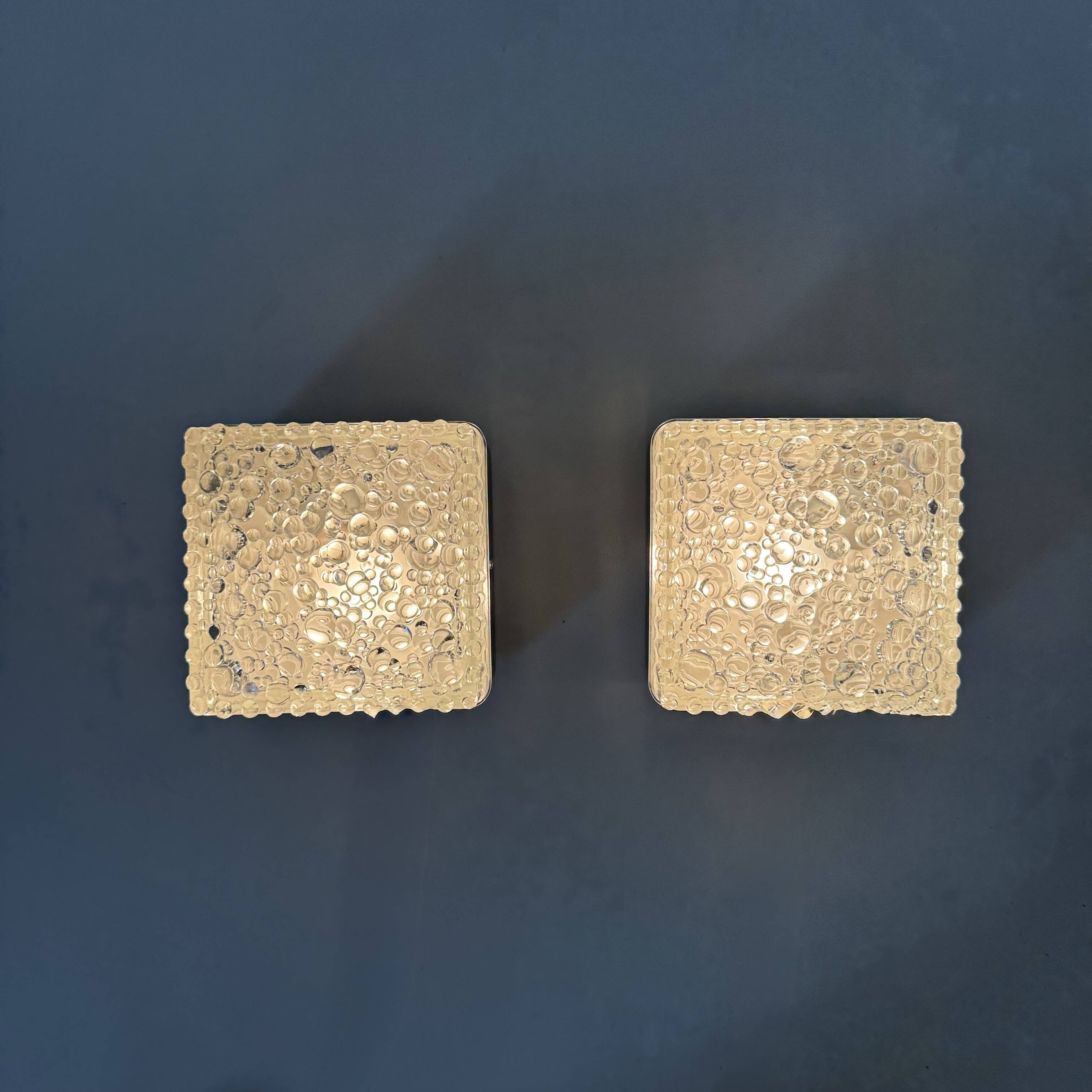 Set of 2 Staff leuchten bubble glass wall lamps , 1970s Germany