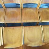 Set of 10 theater chairs wood honey
