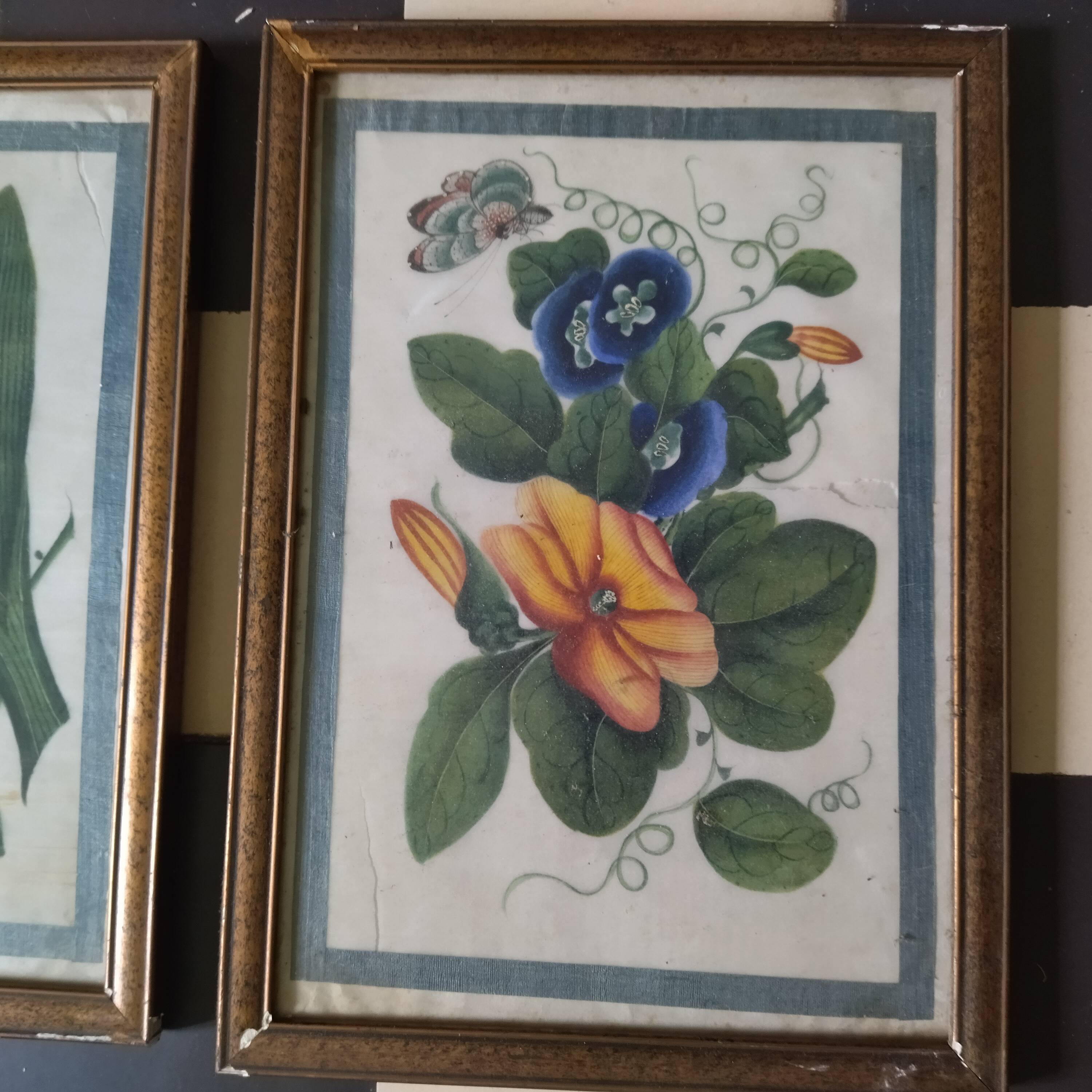 3 paintings on rice leaf ancient China chinese painting