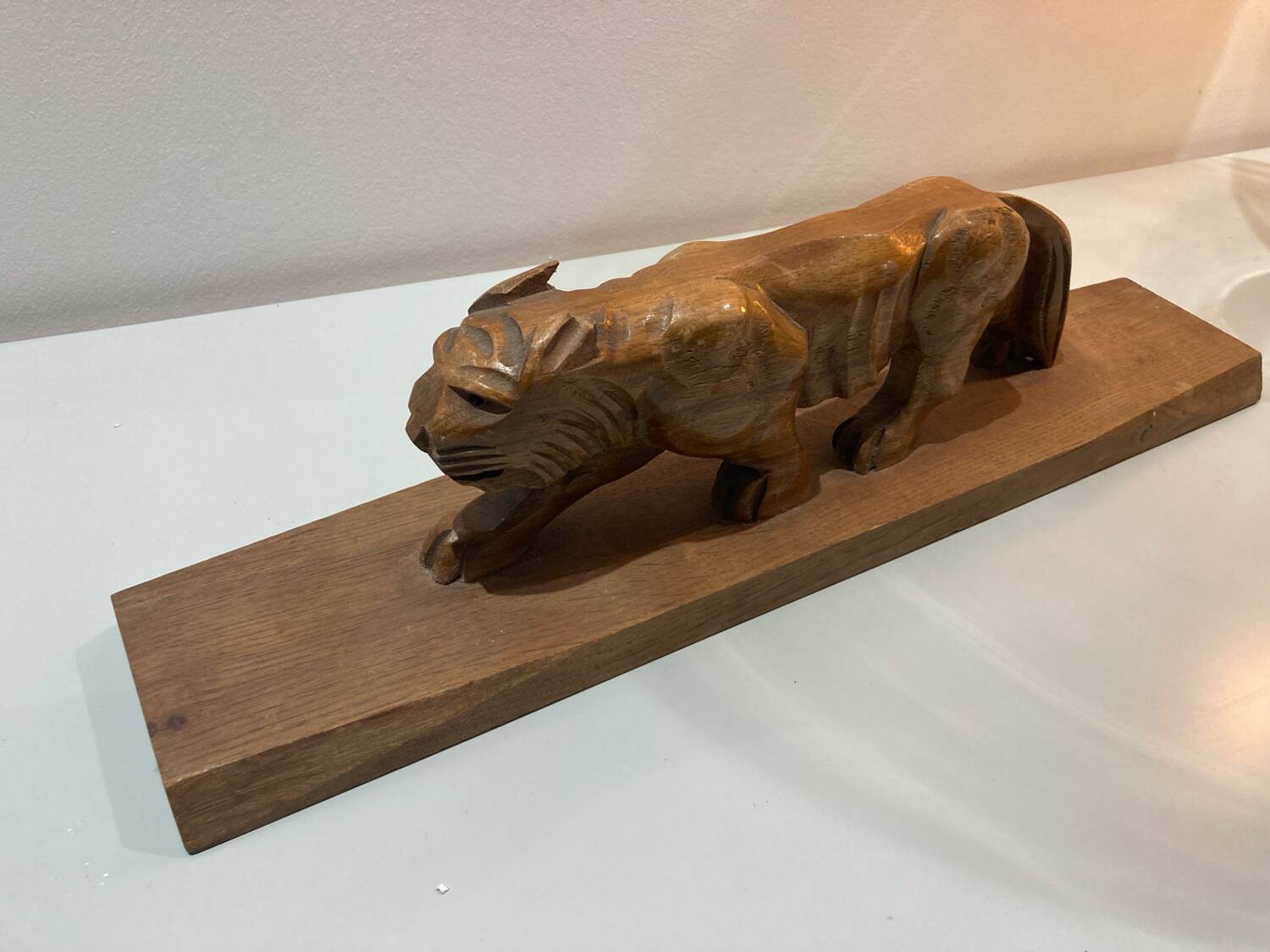 Wooden tiger sculpture