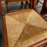 6 solid wood chairs, medium oak, satin and straw