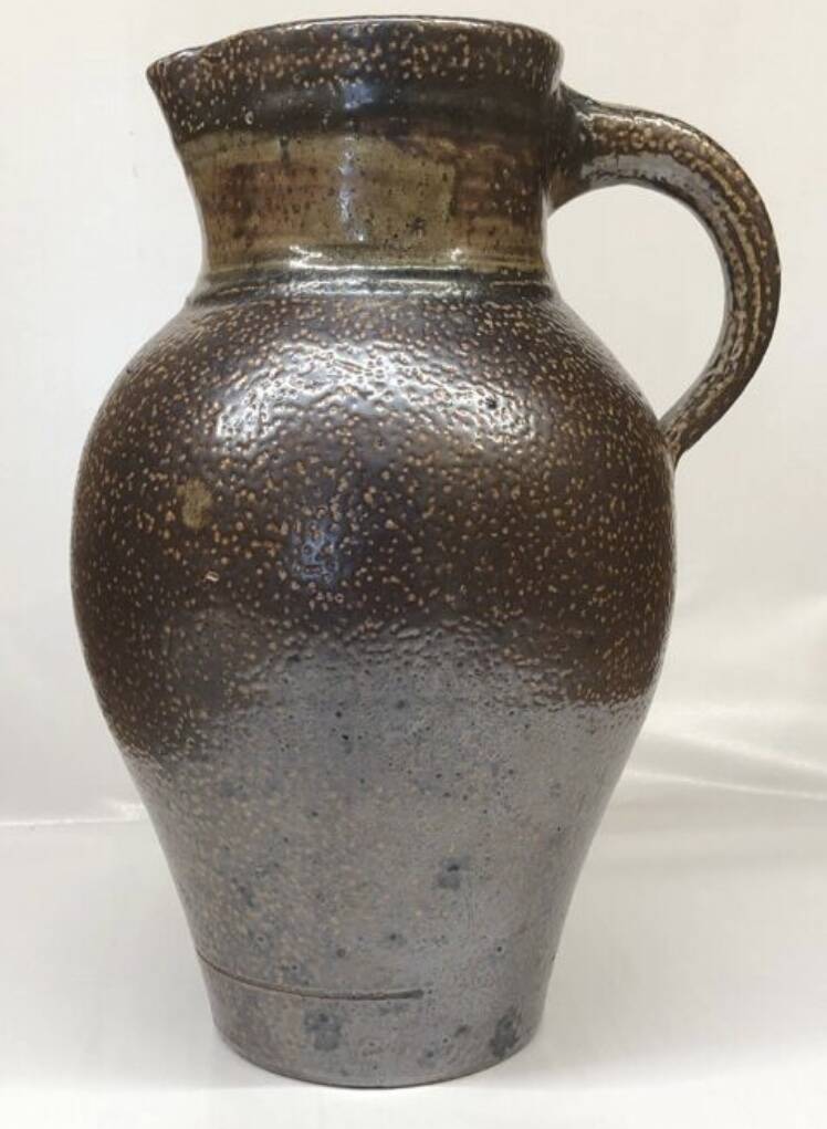 Metallic brown stoneware vase