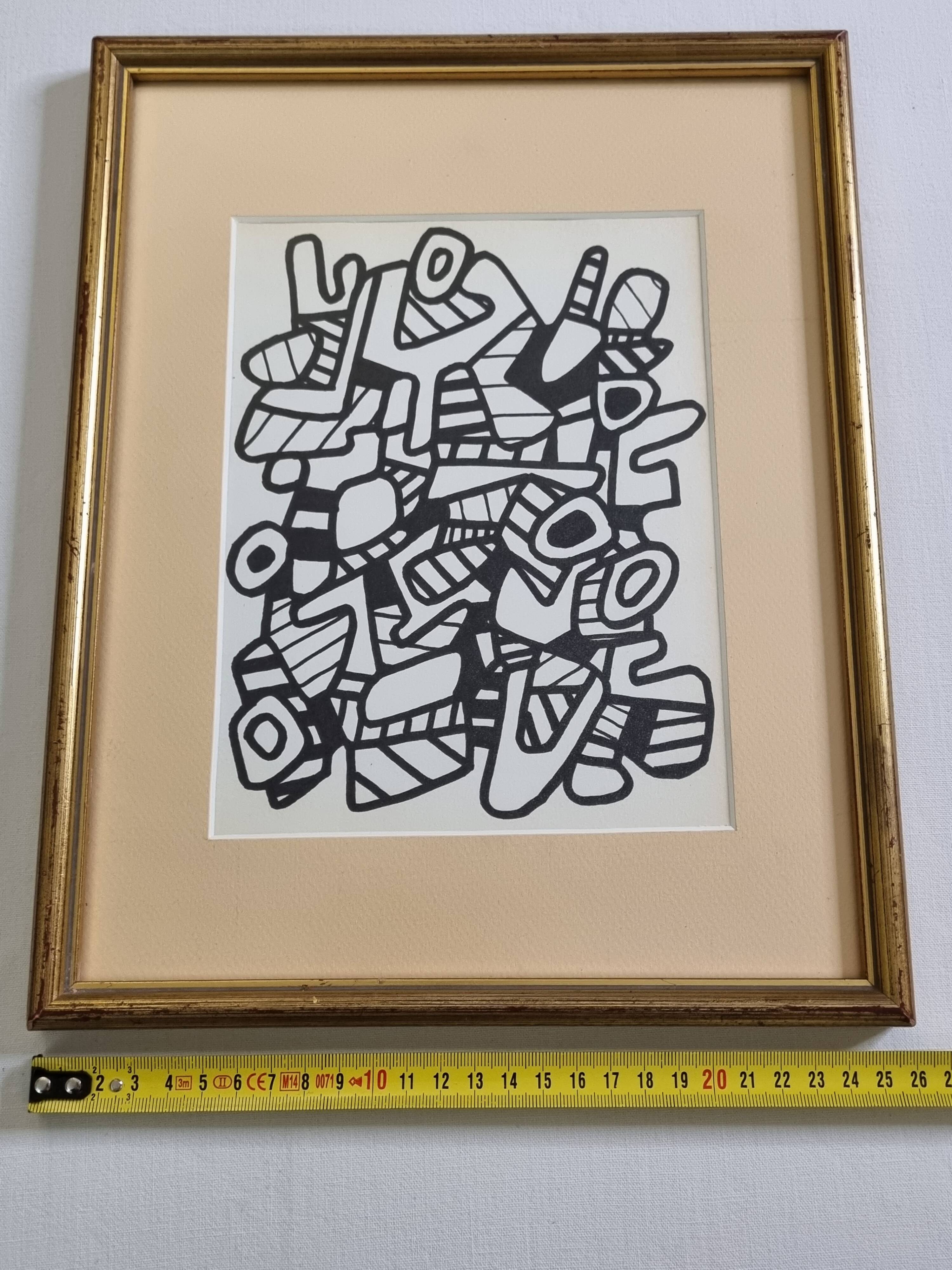 Screenprint after Jean Dubuffet framed under glass 26 cm by 33 cm
