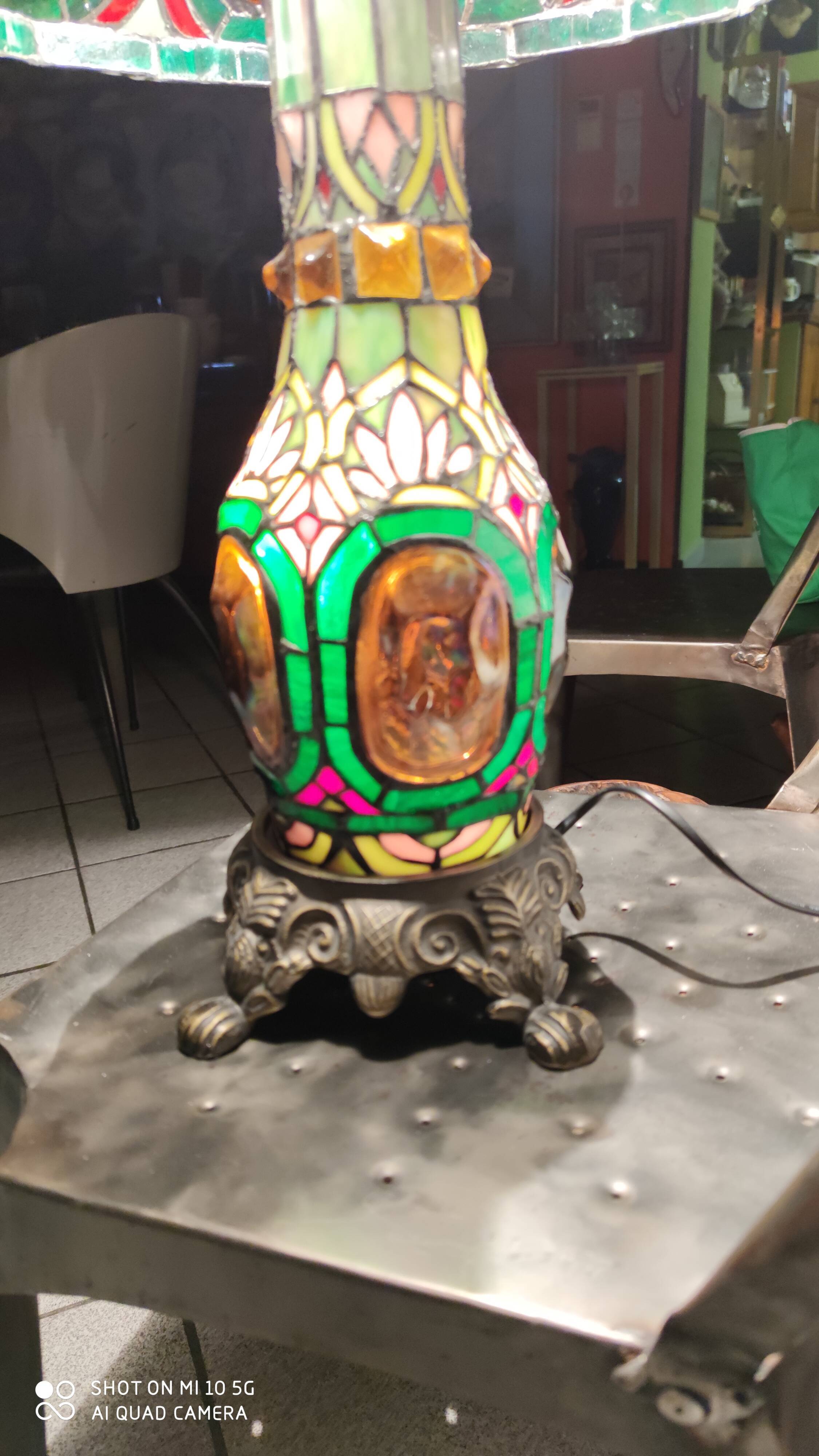 Stained glass mosaic lamp, circa 1980