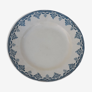 Plat rond en faïence Terre de fer H B & cie Bordeaux diam 29,5 cm