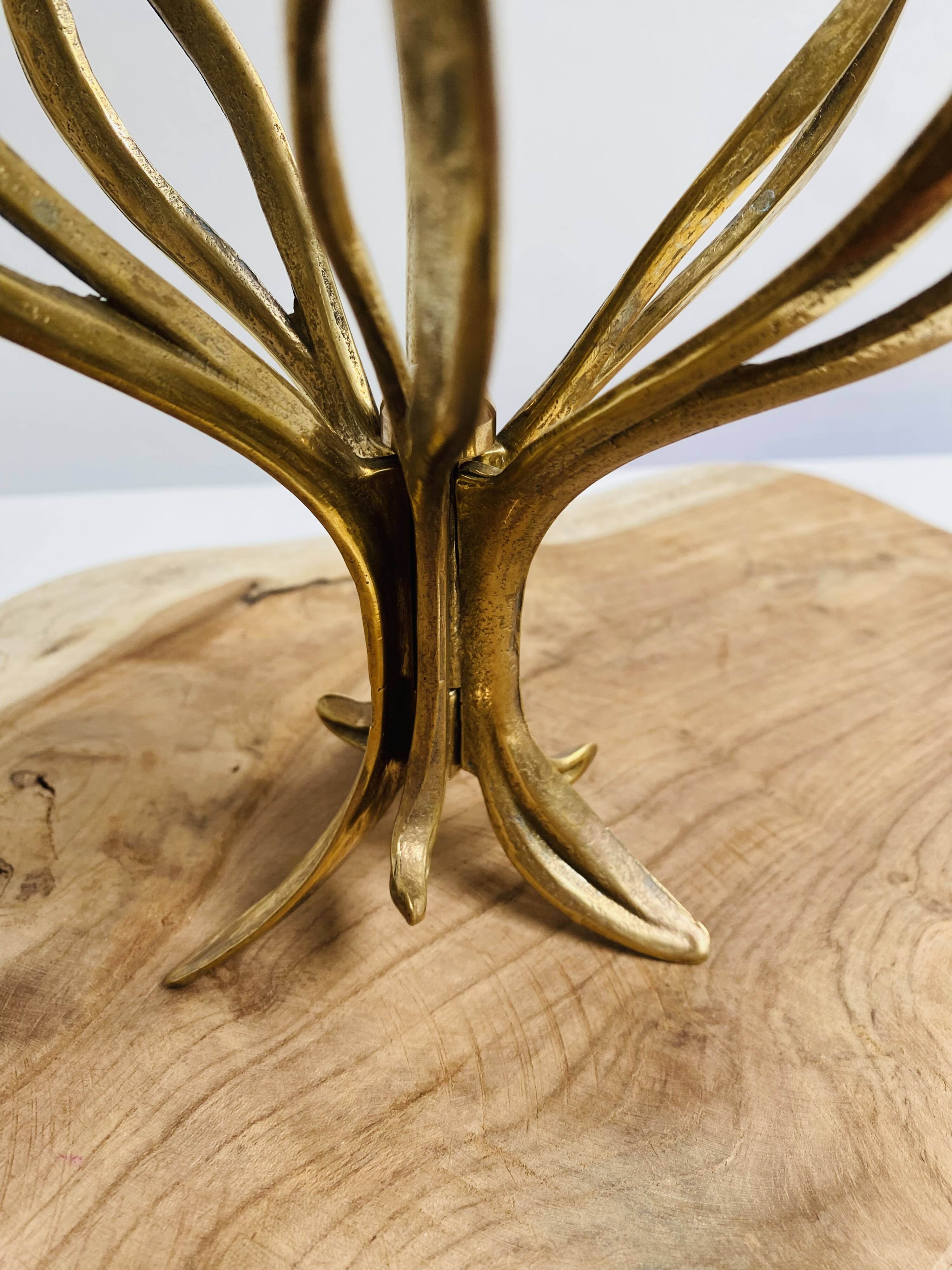 3-armed candlestick, brass flower bouquet