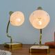 Set of 2 Vintage Mid-Century Table Lamps With Brass Stems And White Shades