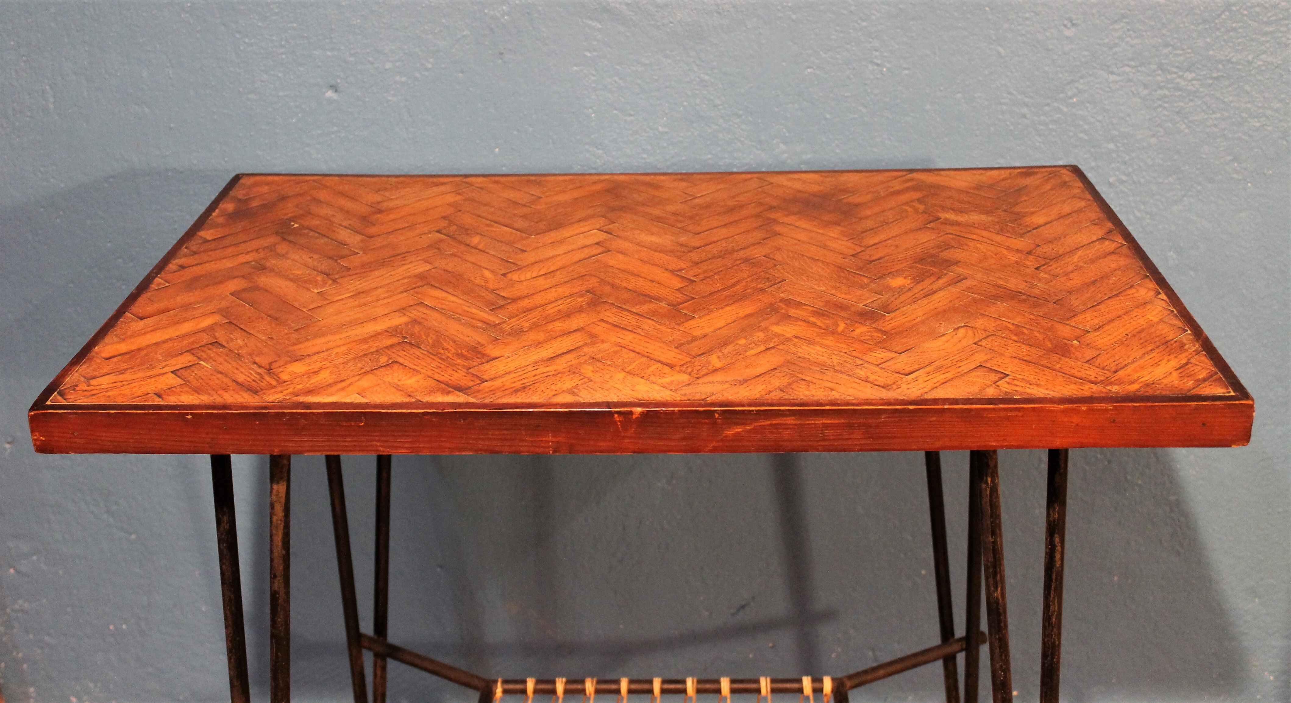 Serving table metal & wood 1950