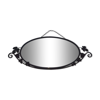 Beveled wrought iron mirror