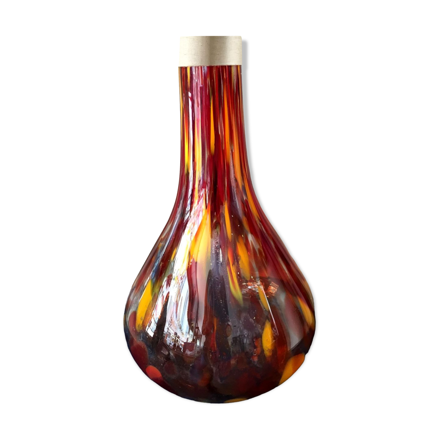Vase made of multicolored glass paste