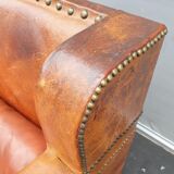 Vintage studded leather club sofa 50/60