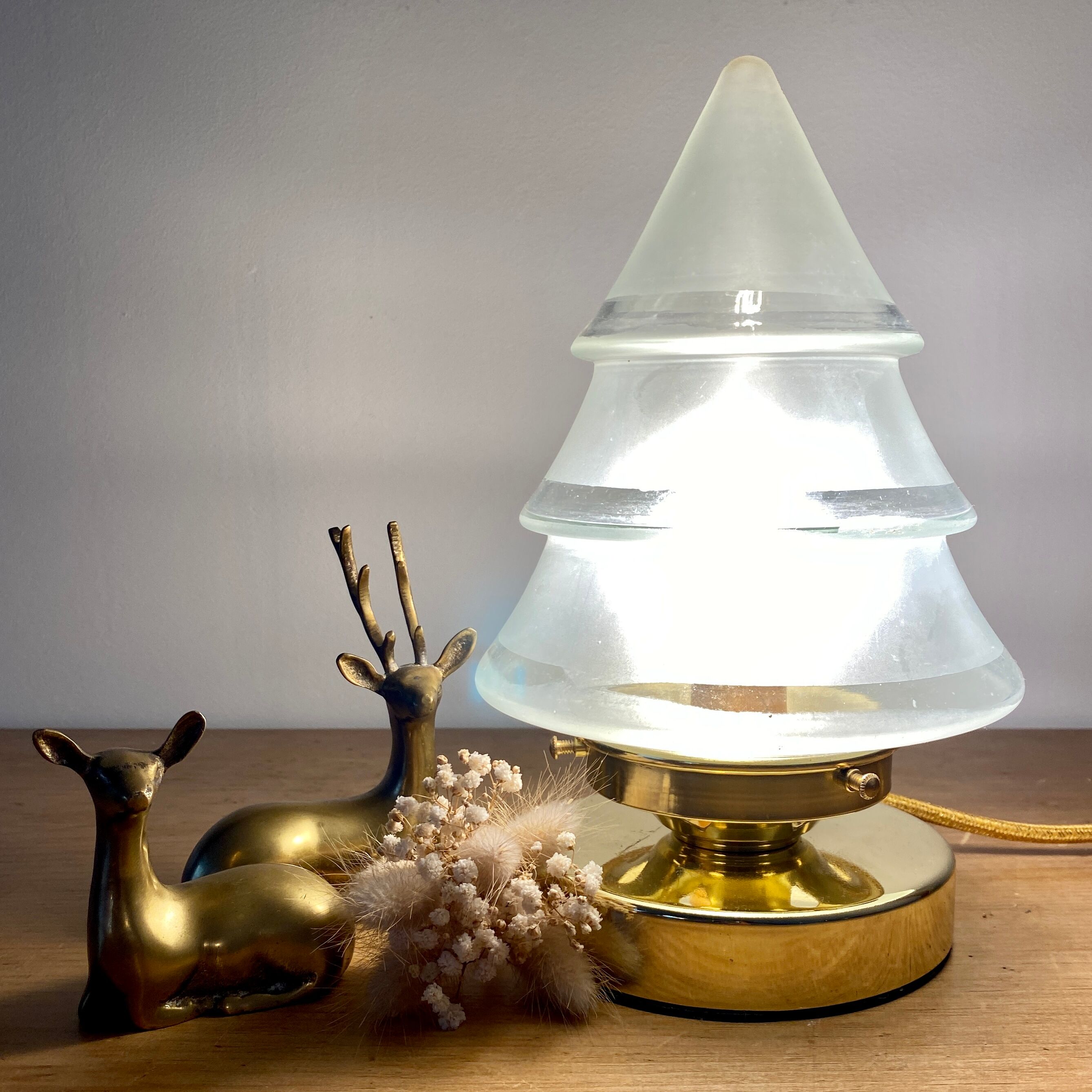 Vintage globe table lamp in frosted glass
