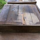 Antique solid cherry farmhouse table with 3 drawers and 2 pulls