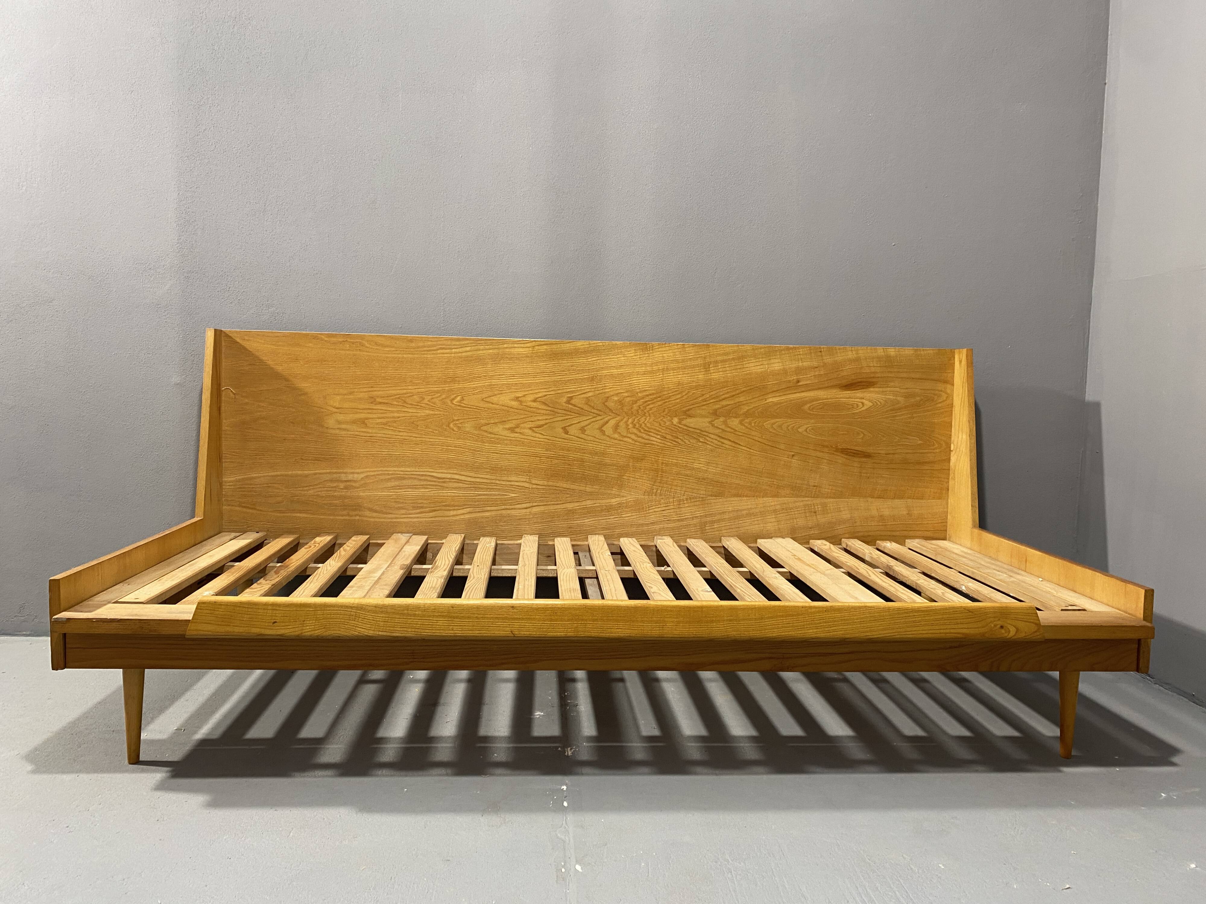 Mid-century folding sofa bed by Drevotvar, 1970s, Czechoslovakia