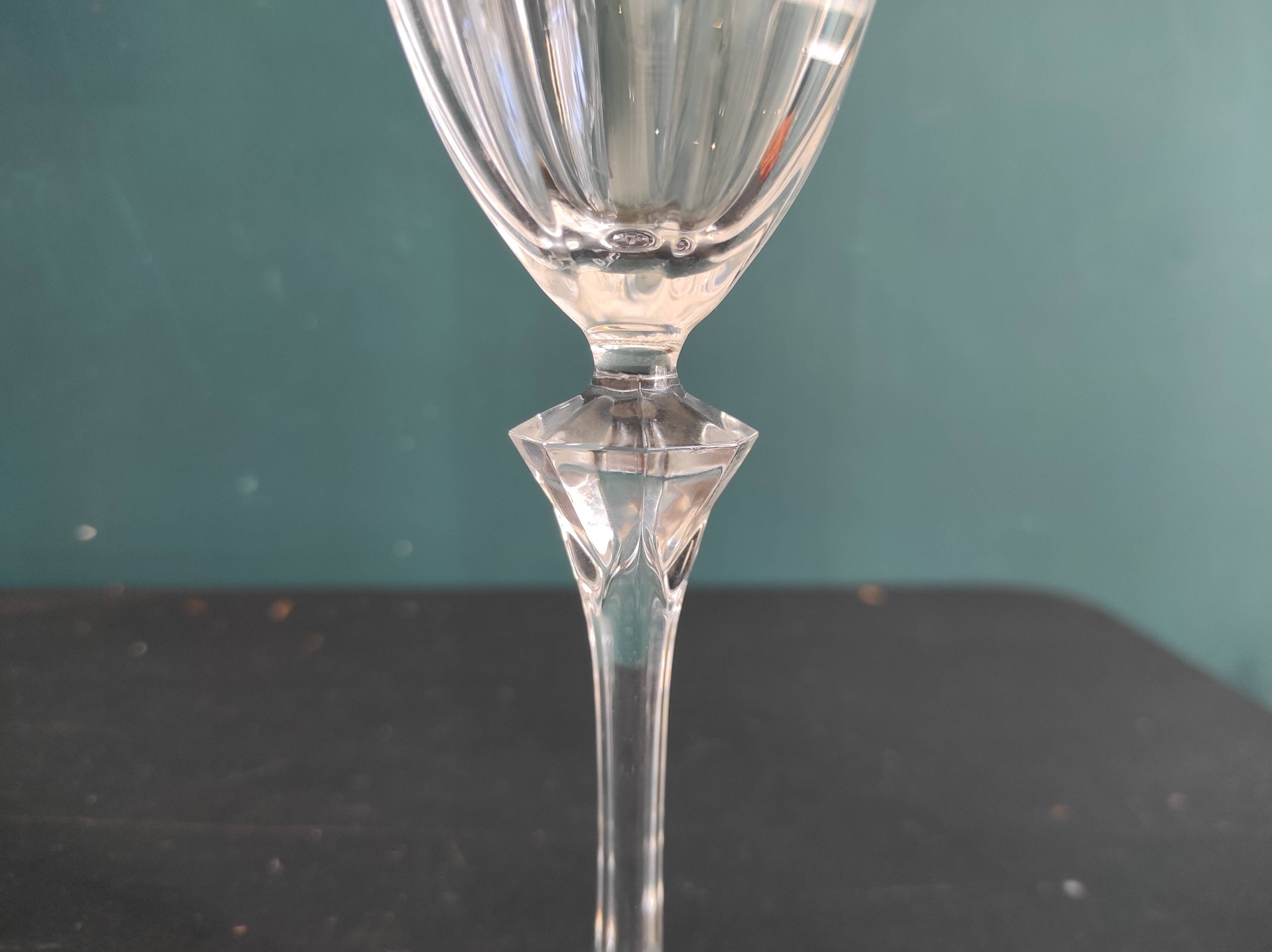 Set of 6 French wine glasses, Cristal D'Arques, mod. Diamantis