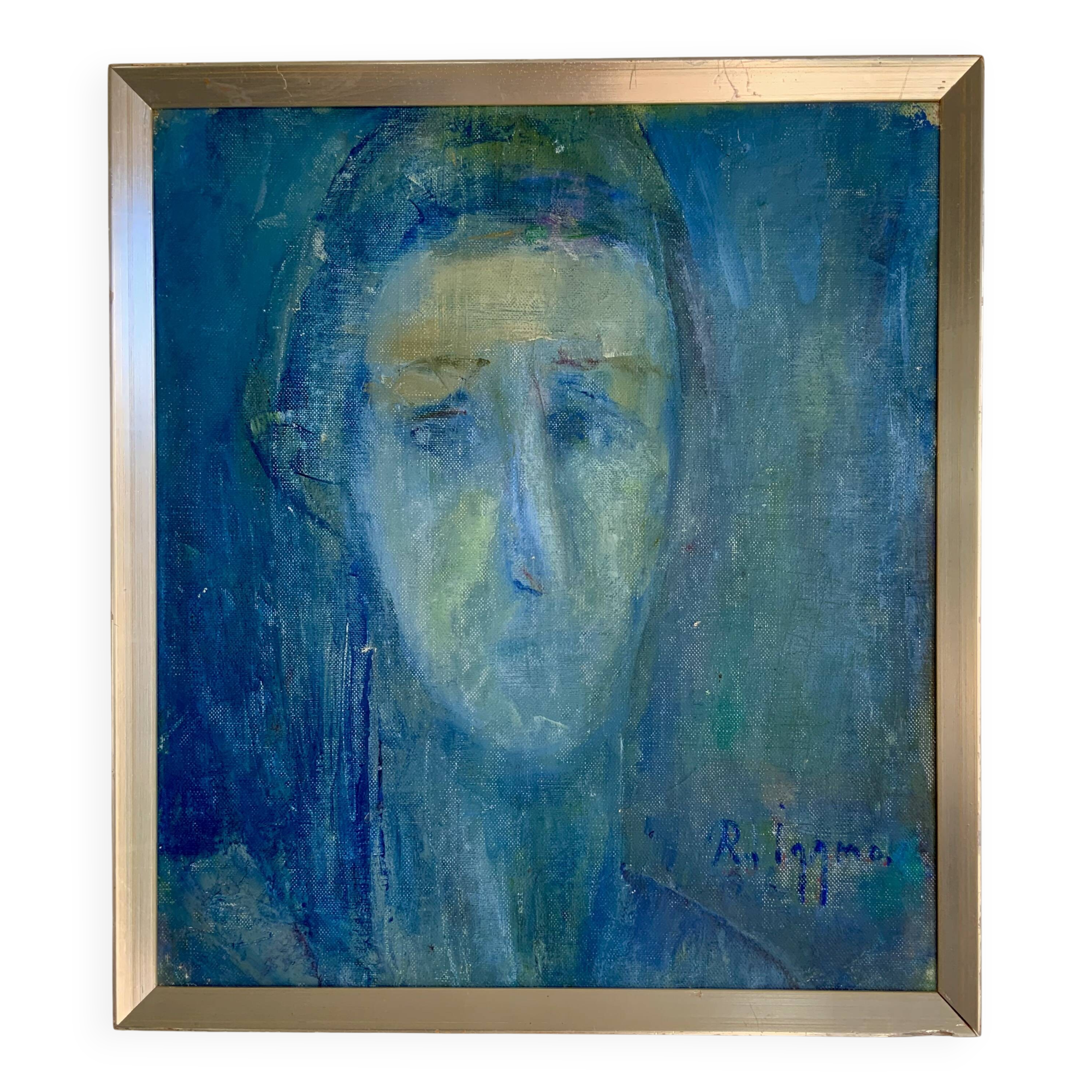 Original Rolf Iggmo Portrait Oil On Canvas Expressive Male Portrait Signed