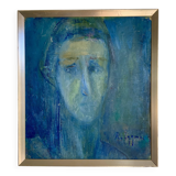 Portrait original de Rolf Iggmo, huile sur toile, portrait masculin expressif, signé