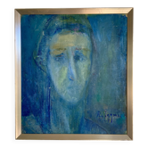 Original Rolf Iggmo Portrait Oil On Canvas Expressive Male Portrait Signed