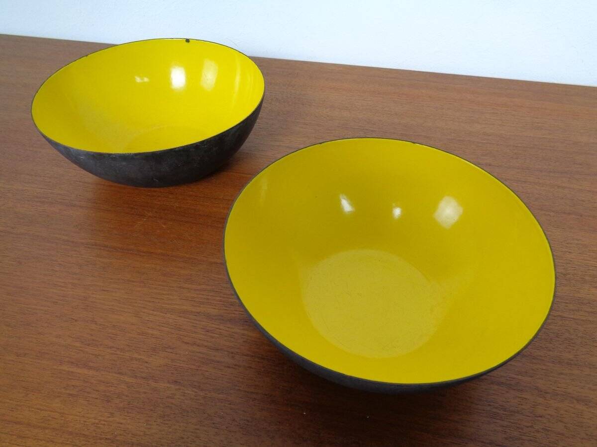 Yellow Krenit Bowls by Herbert Krenchel Torben Ørskov, Set of 3, 1960s