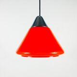 Suspension in red glass and chrome by Peill and Putzler, 1970, Germany