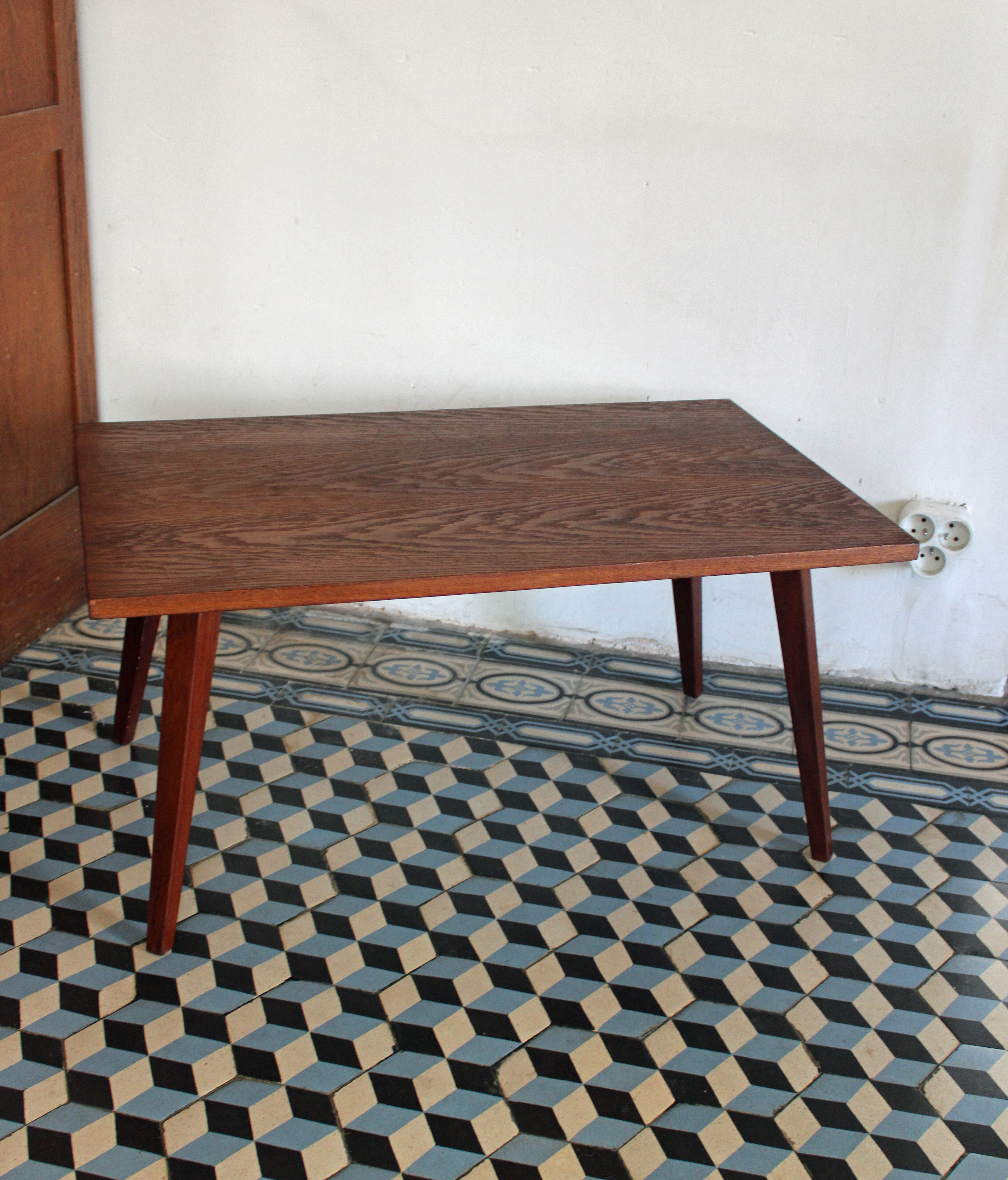 Teak coffee table with compass feet