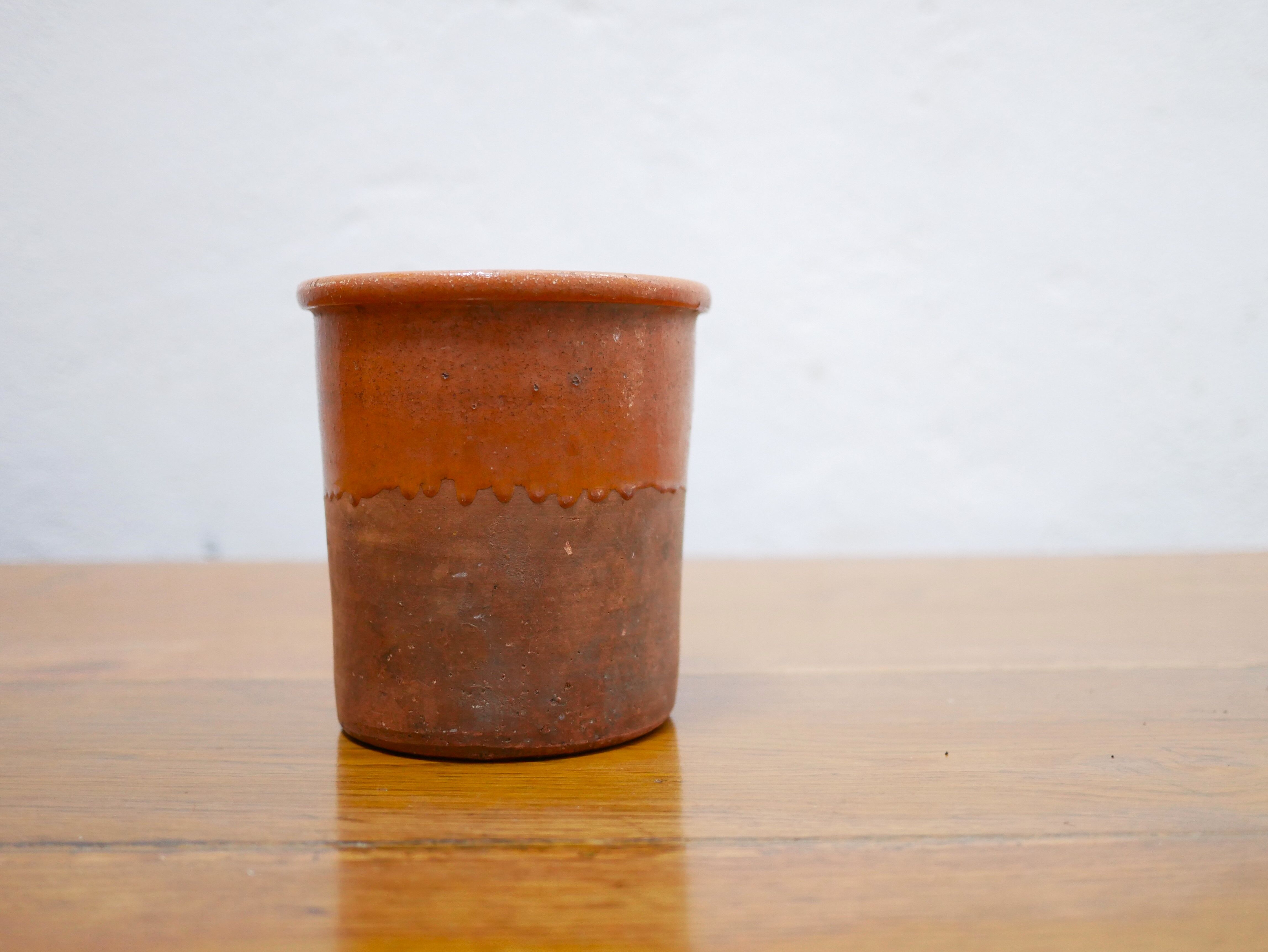 Vintage pot in glazed terracotta
