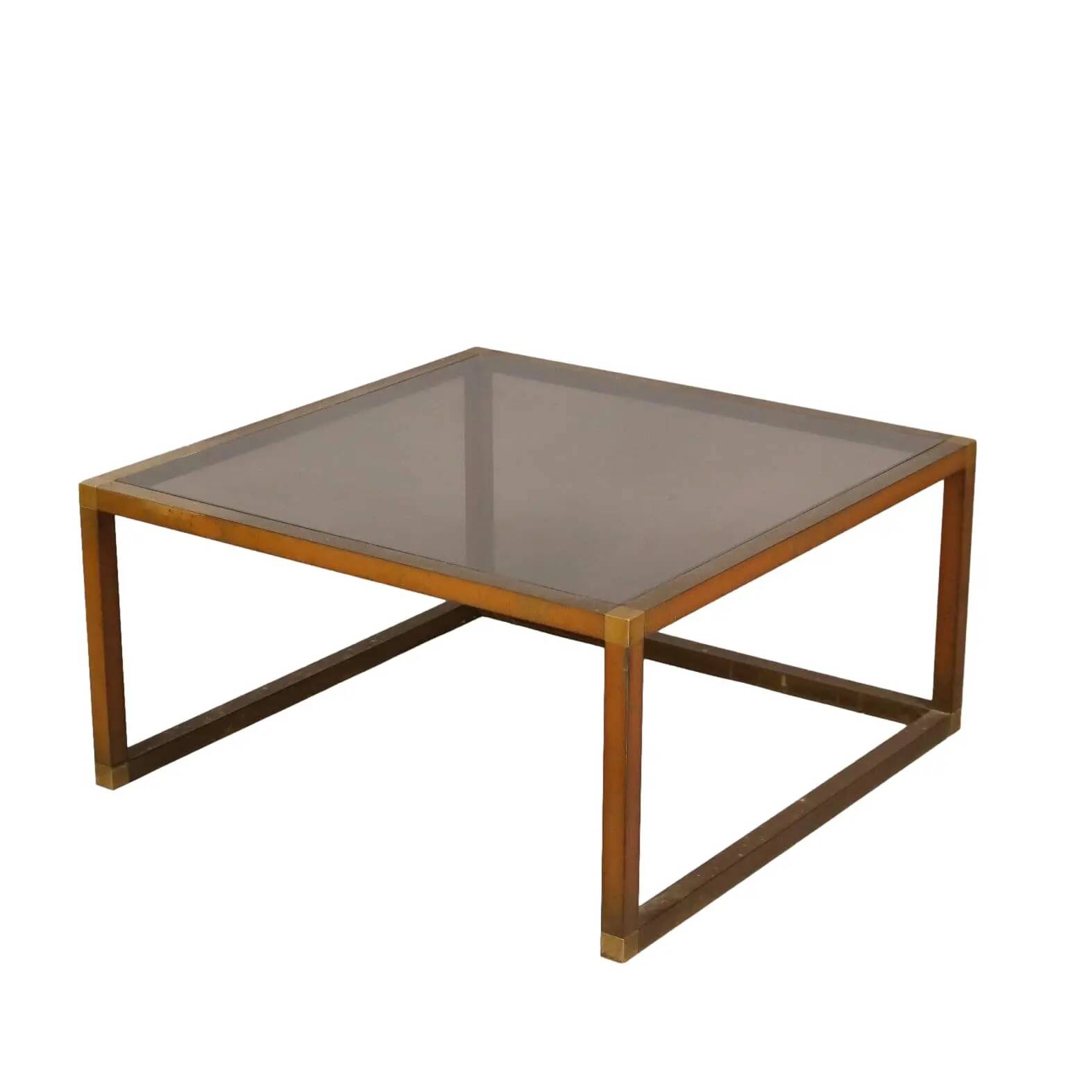 Vintage coffee table in brass and glass, Italy, 1960s-1970s