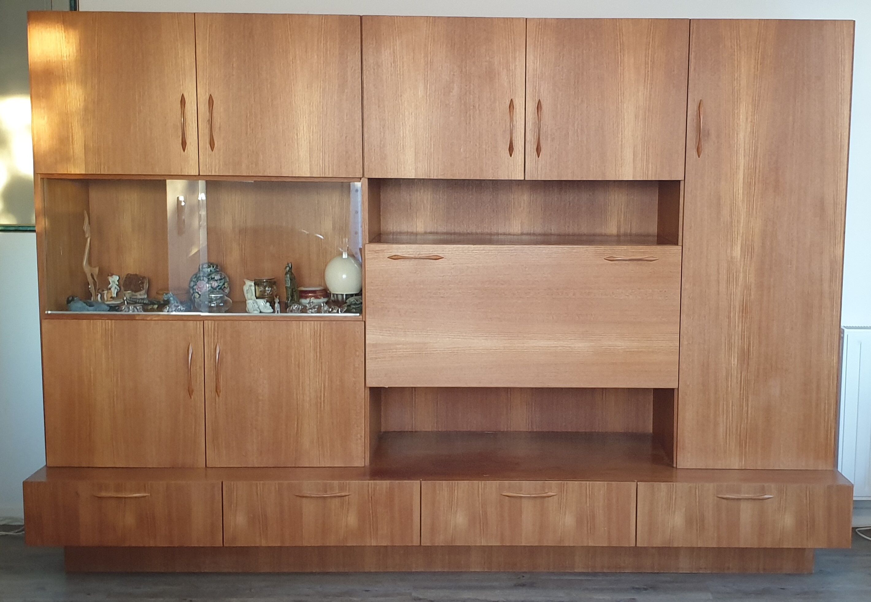 Large living room "Concorde" vintage 1970s Solid teak