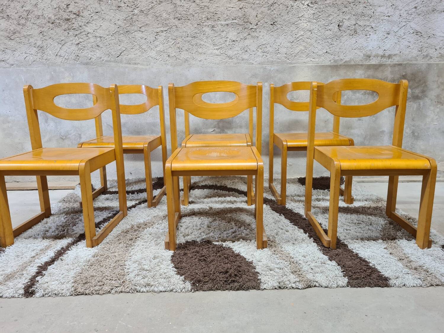 Set of 6 vintage sleigh chairs
