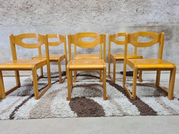 Lot de 6 chaises traineau
vintage
