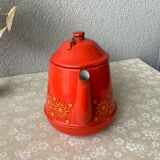 Vintage red enamelled teapot