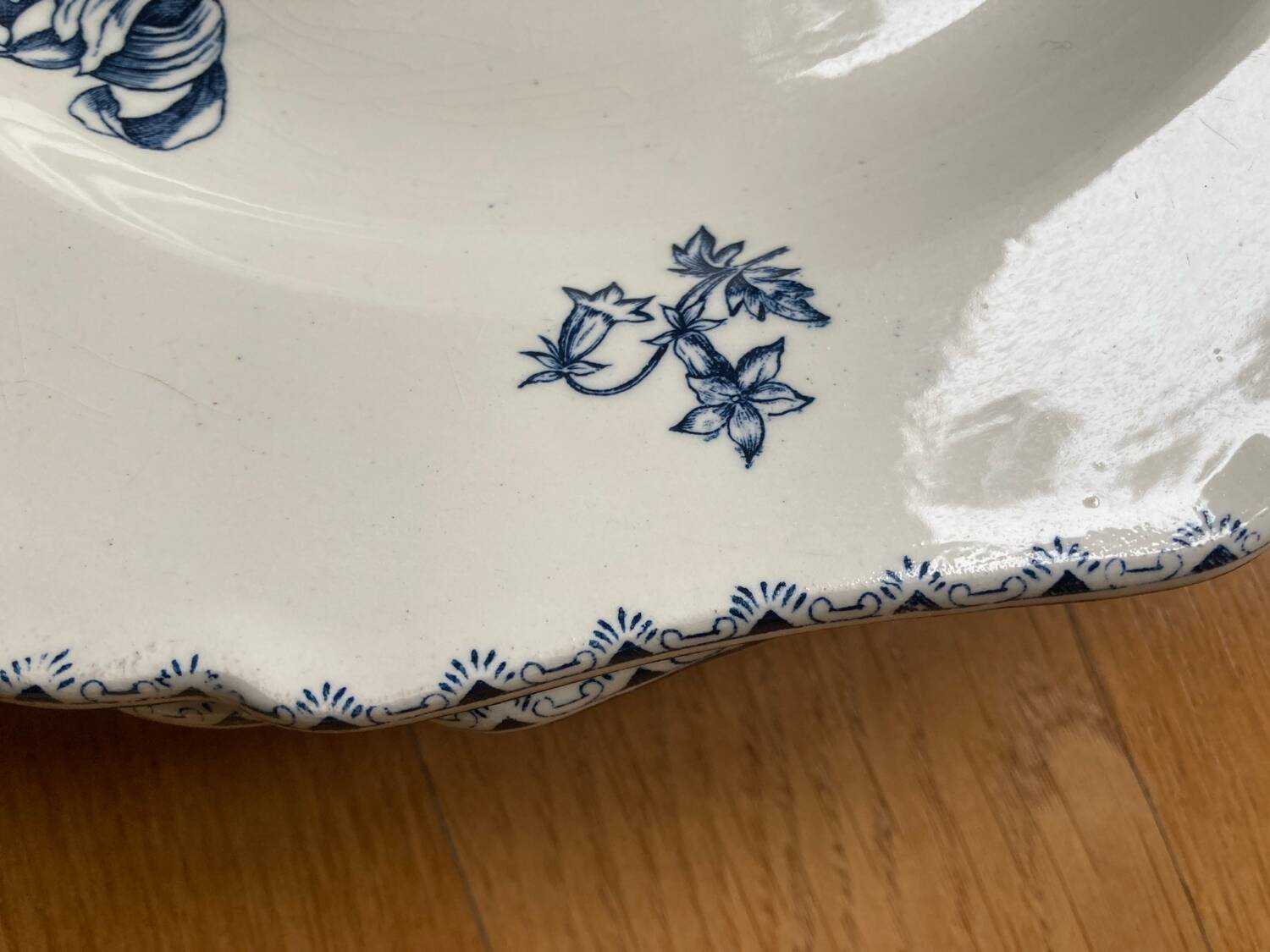 Blue flowered ironstone deep plates from Saxony