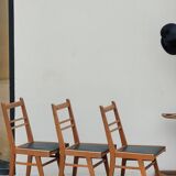 Series of 3 vintage chairs with compass legs - 1950s