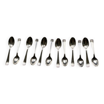 Set of 12 silver-plated metal Art Deco teaspoons.