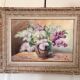 Tableau Drawing Pastel Still Life Lilac Bouquet Flowers Signed Lebailly Enc