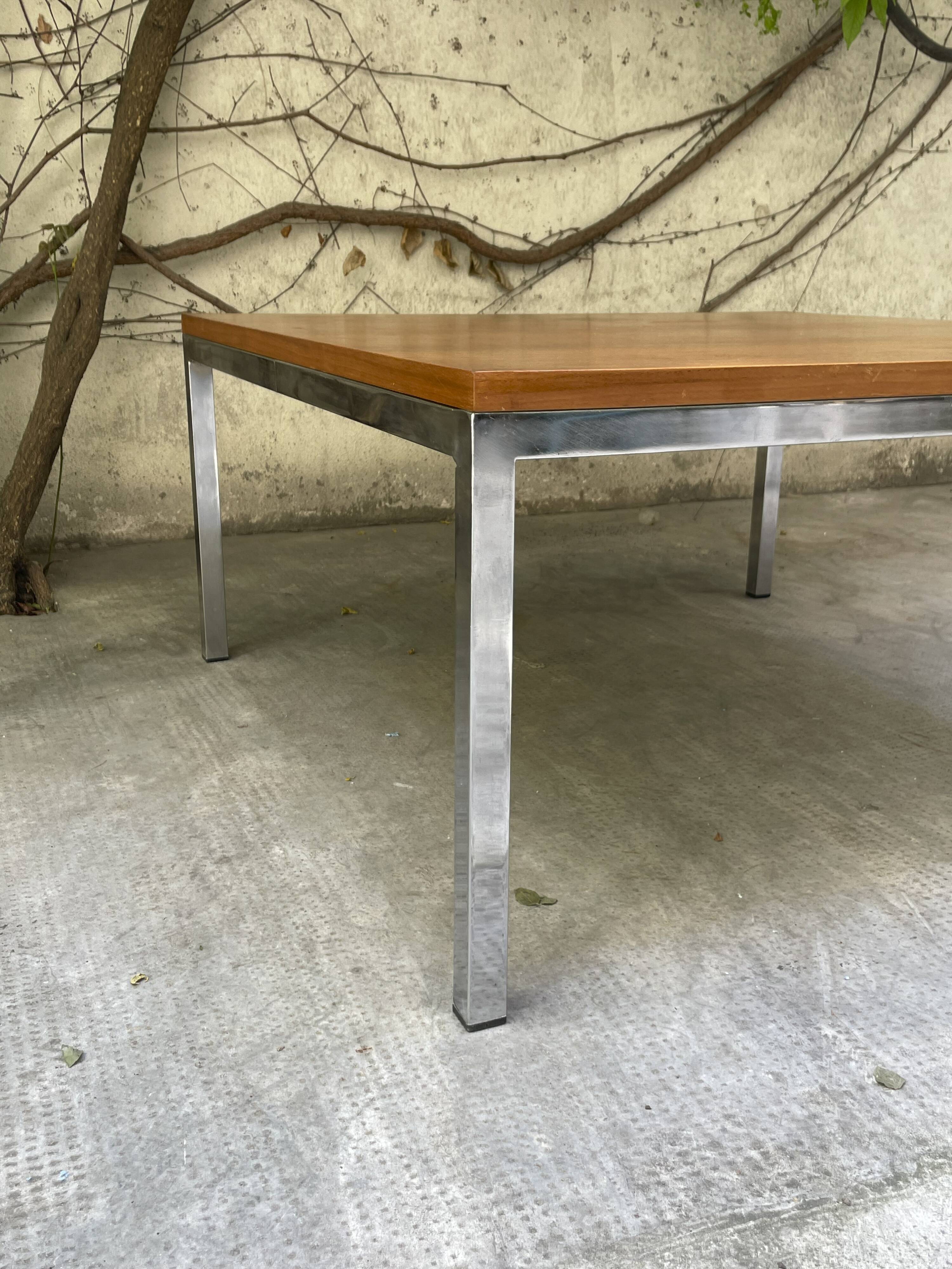 Coffee table in chrome and teak, 1960