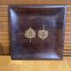 Old plate gold craft rosewood + golden pattern japanese physalis vintage
