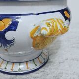 Hand-painted old Rouen earthenware soup tureen
