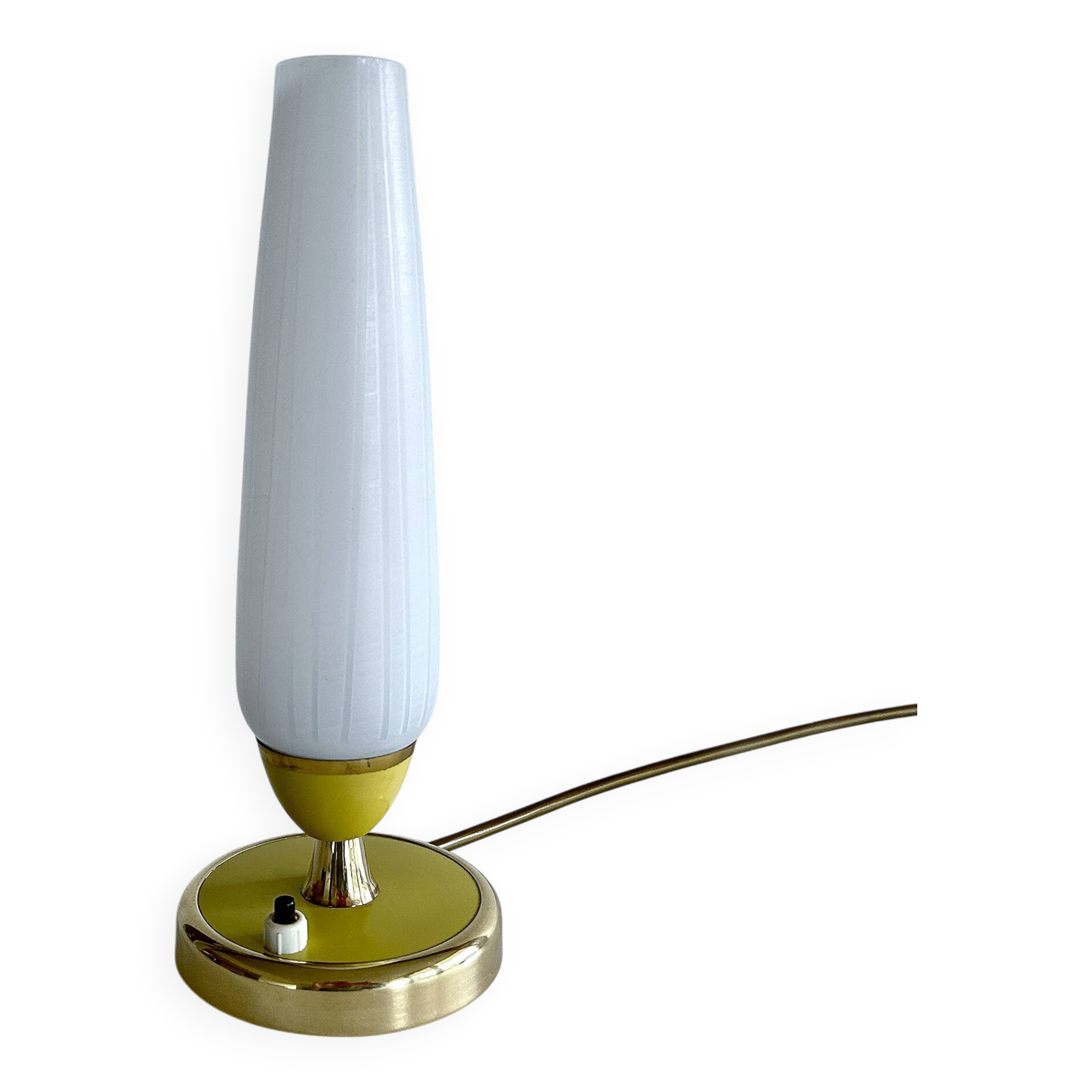 Vintage Lamp 50s Glass, Brass Glass, Yellow