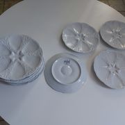 White porcelain plates vintage fish motif - ocean cnd france