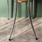 Set of two pairs of vintage 1970s chairs, in chrome metal and beech.