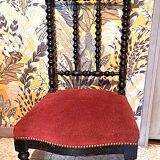 Napoleon III Prie Dieu chair, black wood, red velvet, 1900