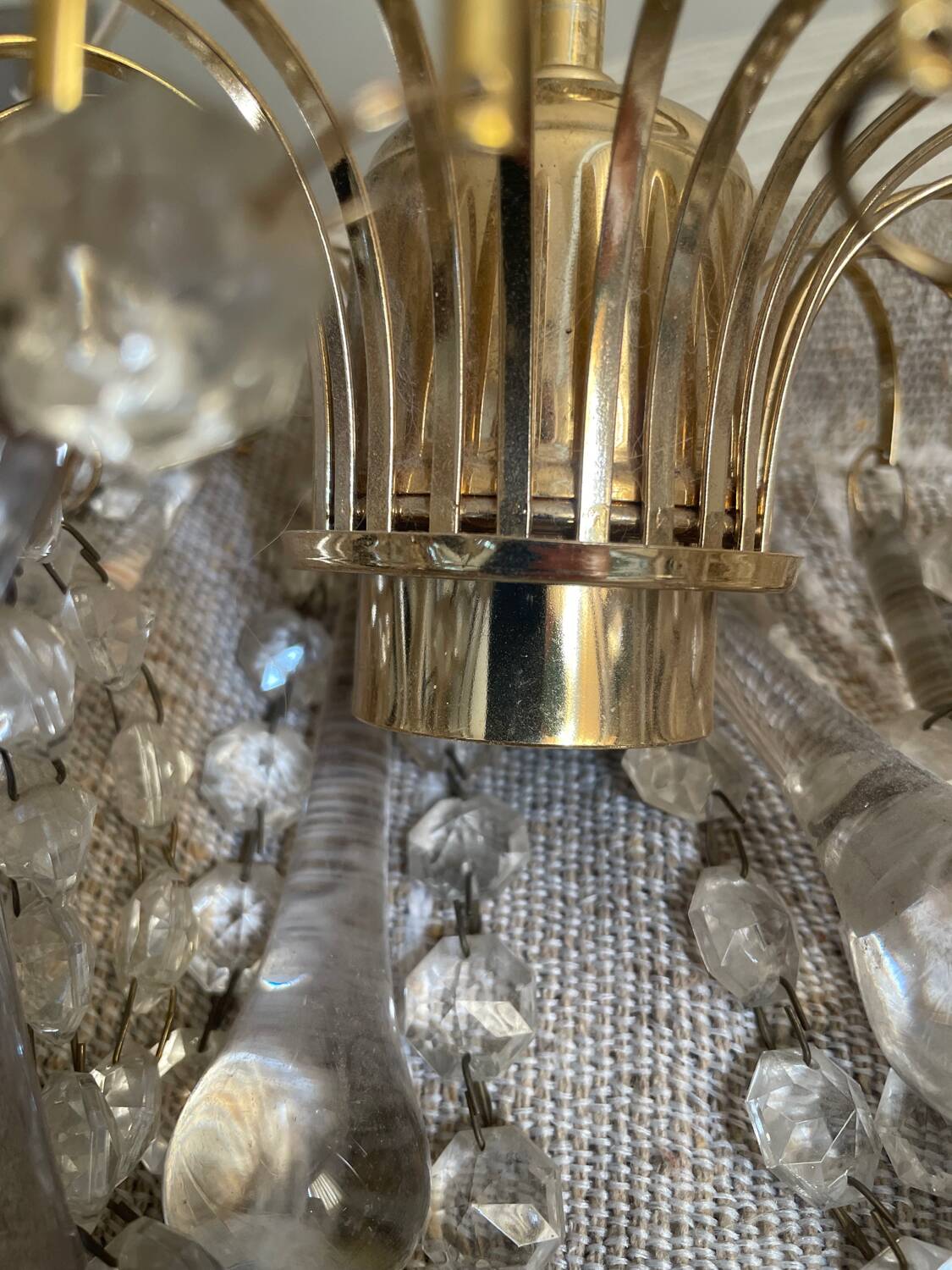 Murano glass and gold metal pendant light