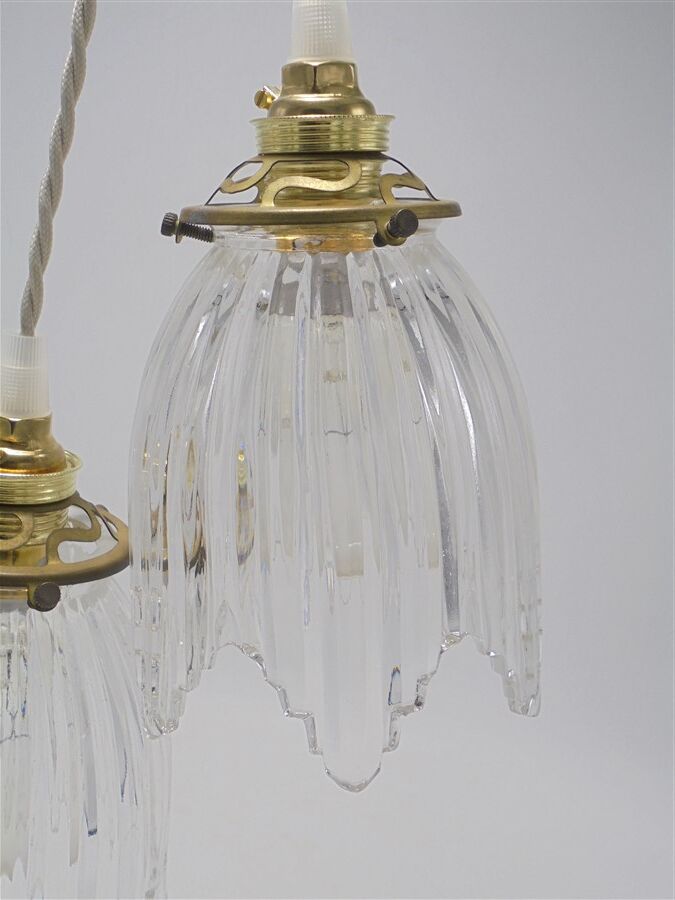 Pair of glass pendant lights