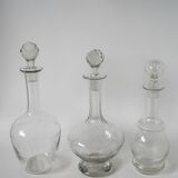 large wine carafe in engraved glass and faceted stopper 1930